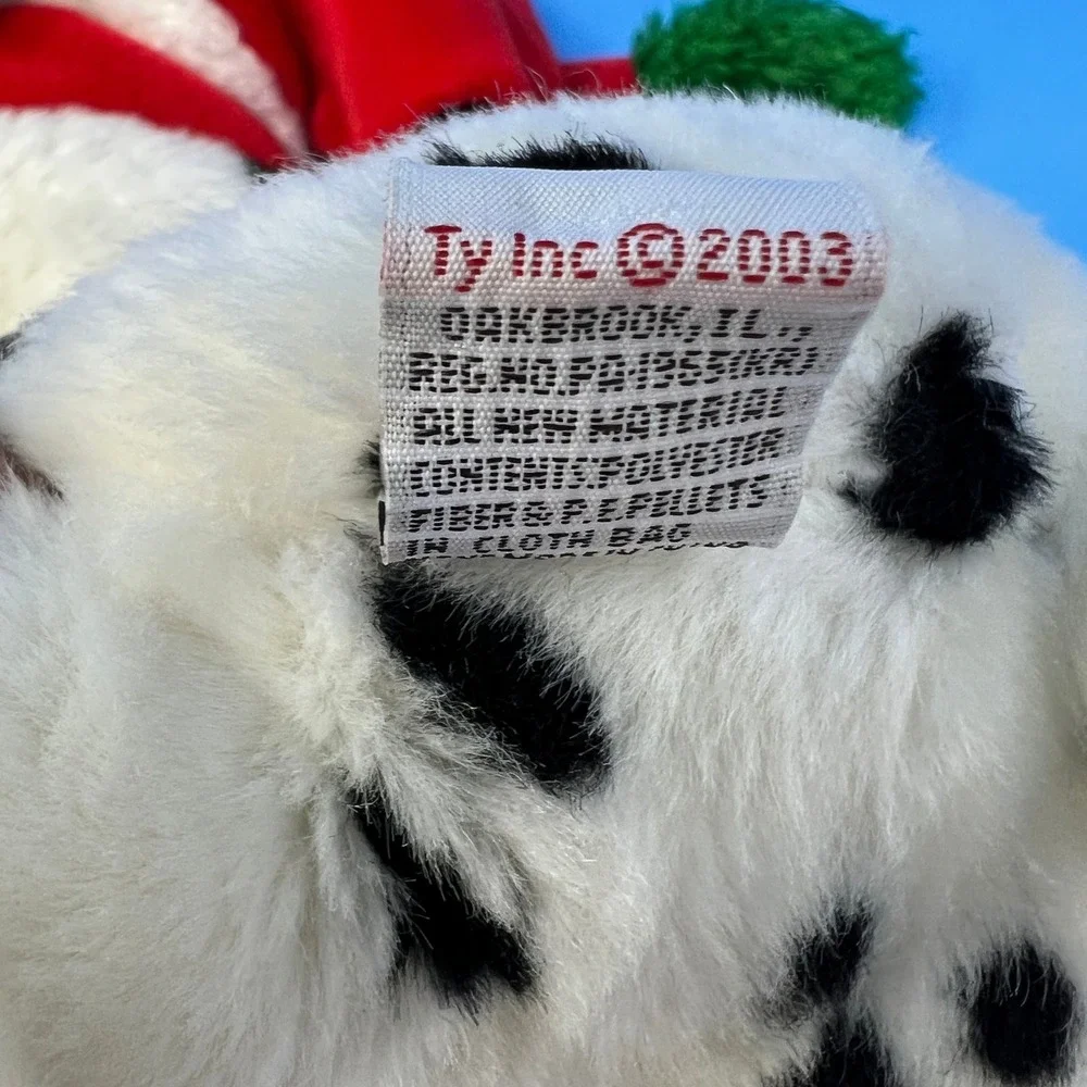 Ty‎ Beanie Buddies Dalmatian 12 Inch White Black Christmas Santa Hat Scarf Dog